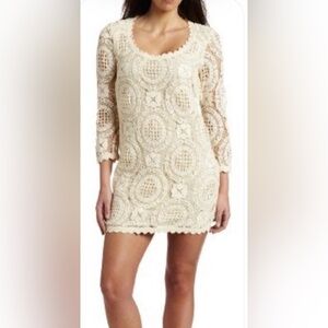 Bridal shower/ Bachelorette Crochet Mini Dress cream/ivory. French Connection. S